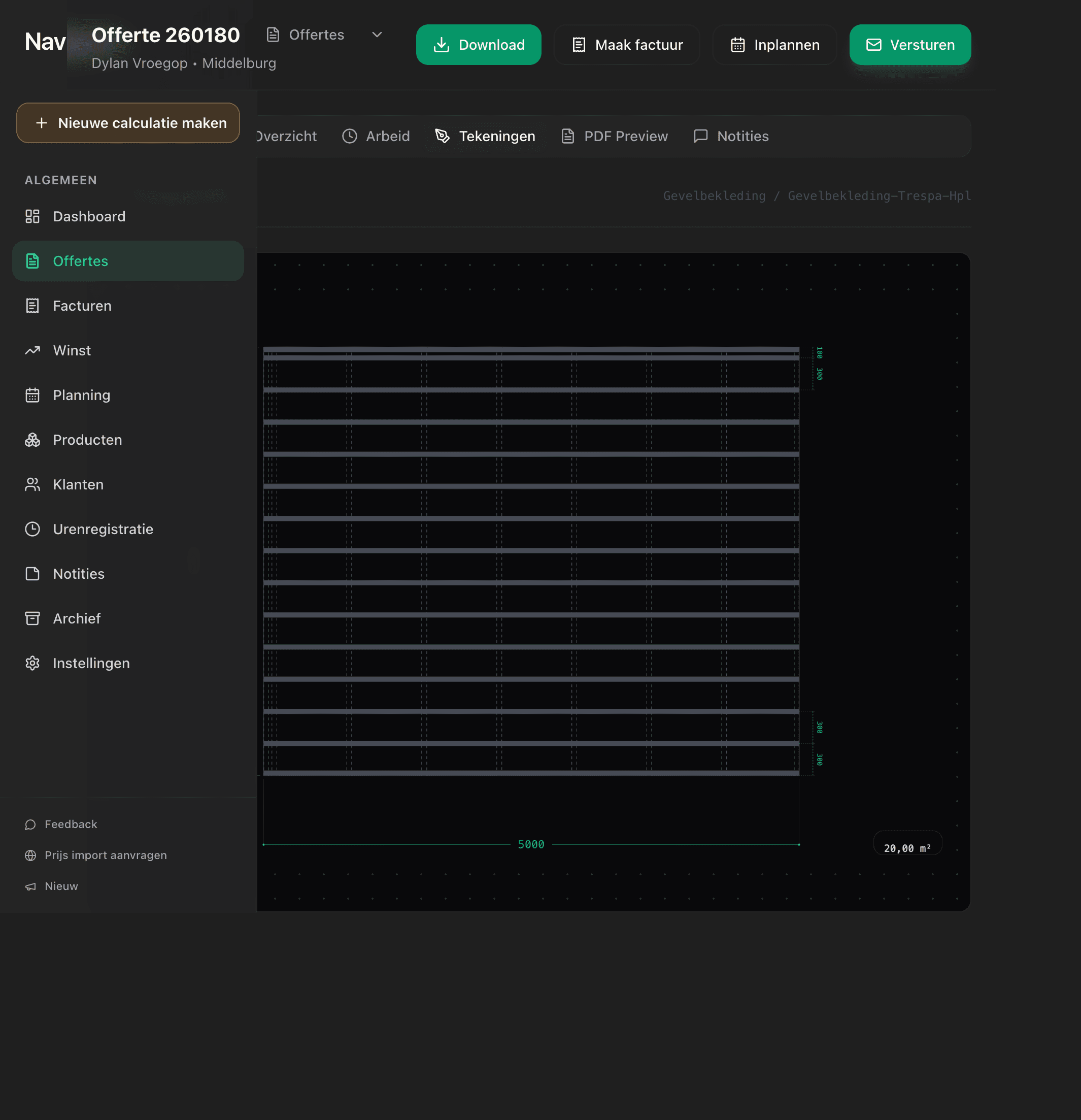 OfferteHulp Offerte Workspace - Tekeningen
