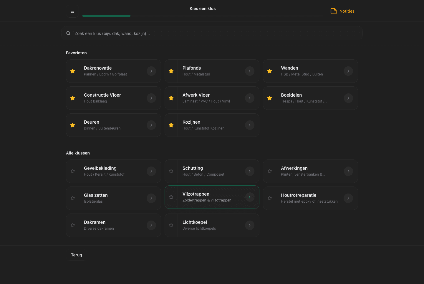 OfferteHulp Calculatie Stap 2 - Kies een klus